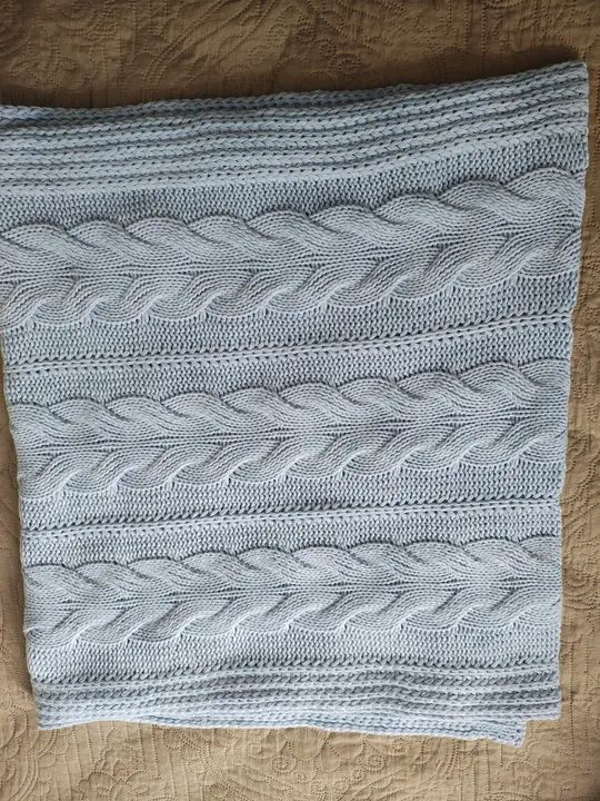 Peseira Manta Sofa/Cama Queen Tricot 230x60cm Azul Cairo FIVE STAR MALHAS<br>