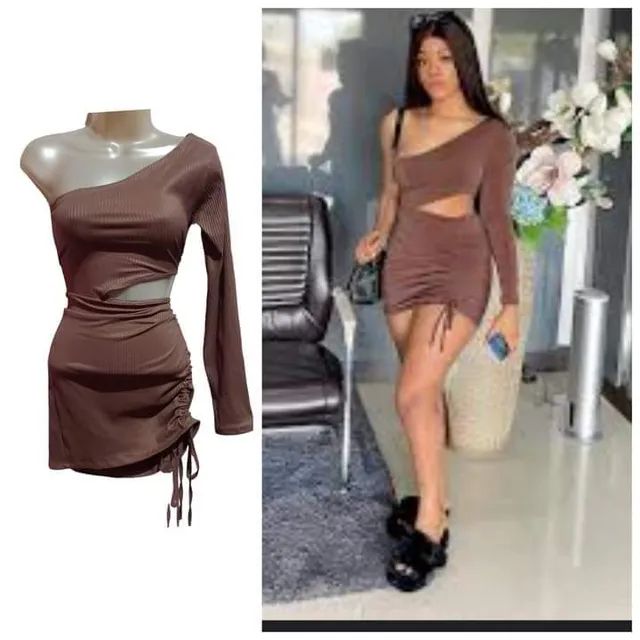 Vestido canelado Marrom  - Foto 2