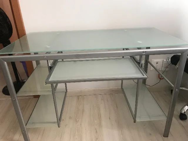 Mesa de Vidro Fosco para Computador, Várias Divisórias Suporte para Teclado - Foto 3