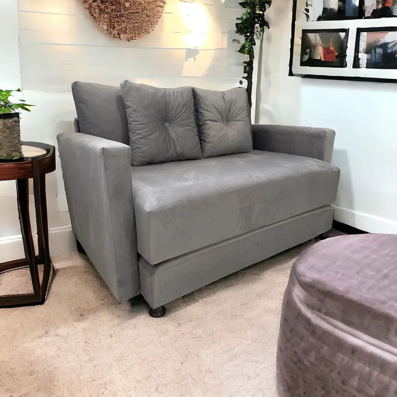 Sofá Cama de 2 Lugares Cinza - Conforto e Estilo!