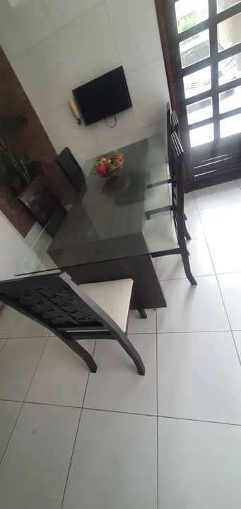 Tampo de vidro da Mesa de Jantar de Vidro com 6 Cadeiras - Foto 4