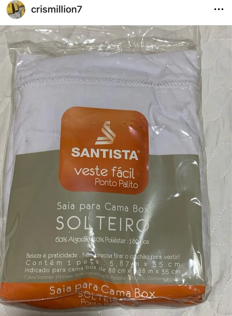 Saia para Cama Box Solteiro Santista