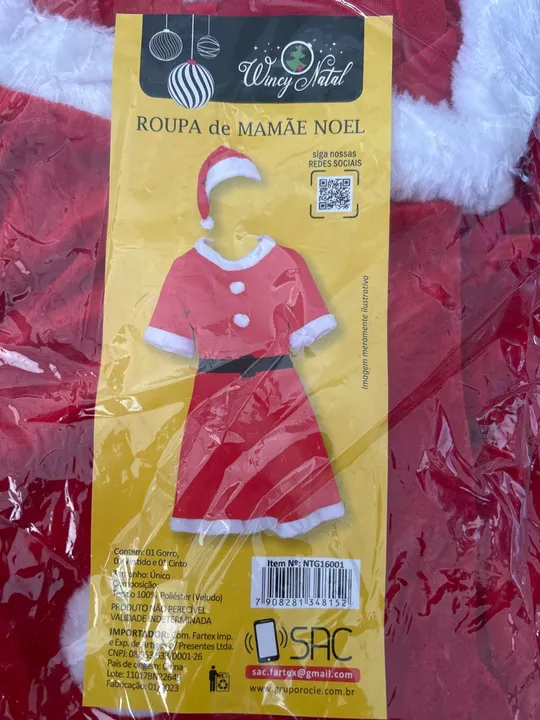 Fantasia Mamãe Noel - Tamanho Único
