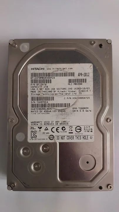 HD Hitachi 2TB SATA 6.0 Gb/s 7200RPM