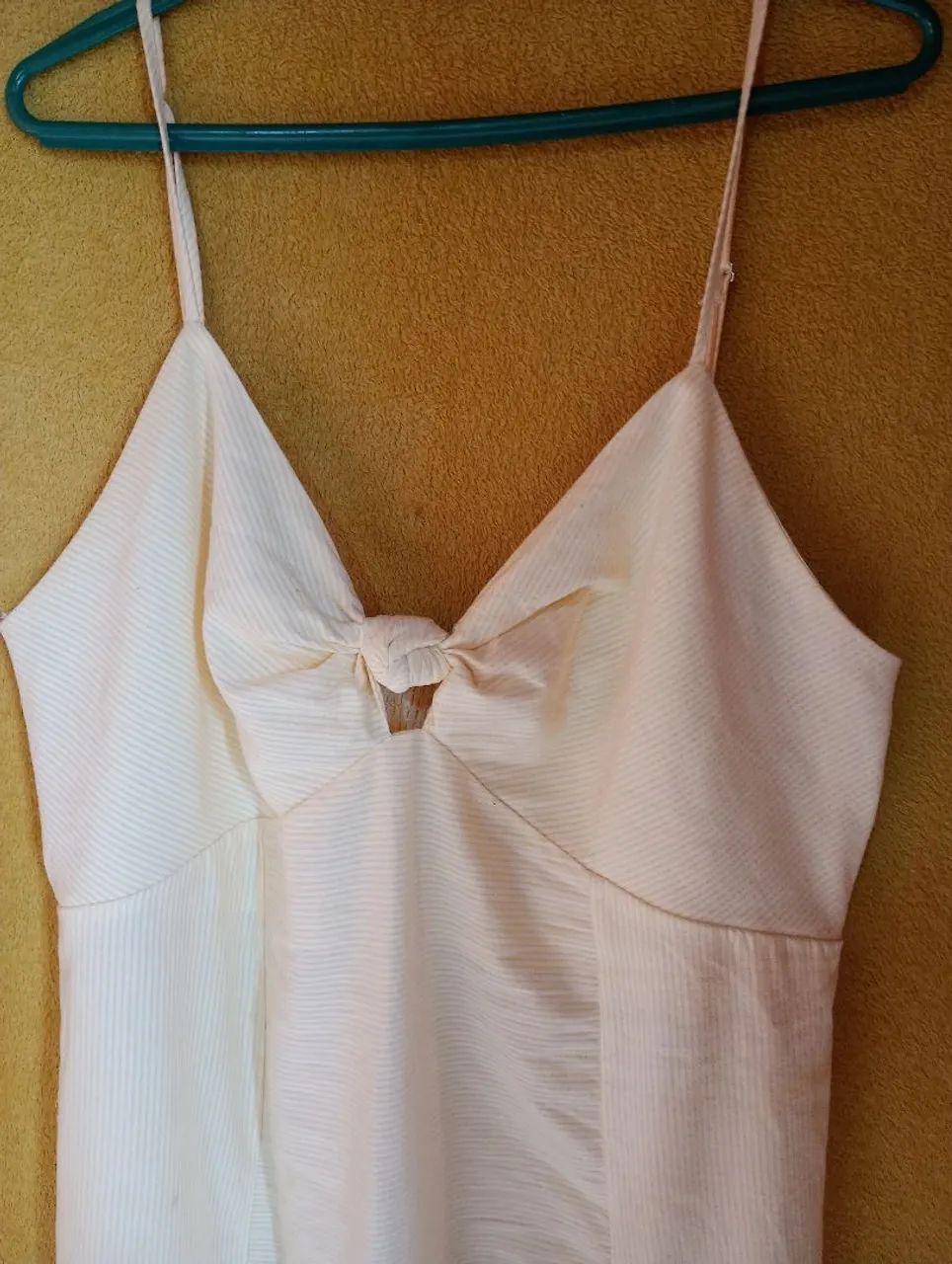 Vestido Longo amarelo com branco  com Laço - Foto 3