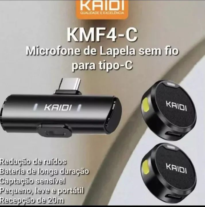 Microfone de lapela Sem Fio - Tipo C e Lintghng - Foto 3