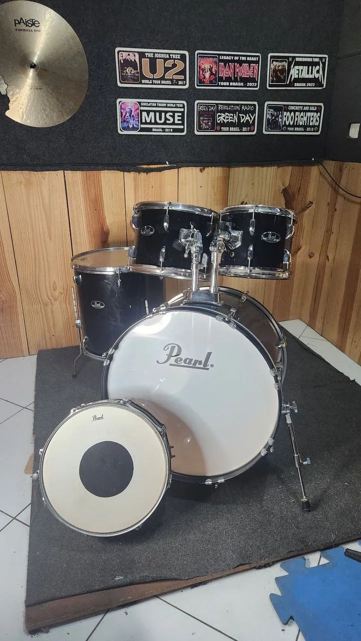 Bateria Pearl Roadshow Preta SHELLPACK com caixa - Foto 2