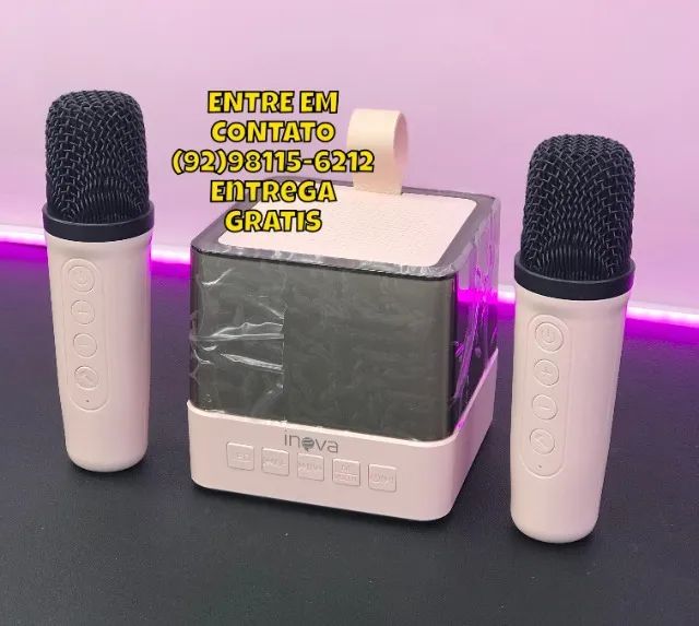 Caixinha de som Karaoke bluetooth com 2 microfones sem fio  - Foto 2