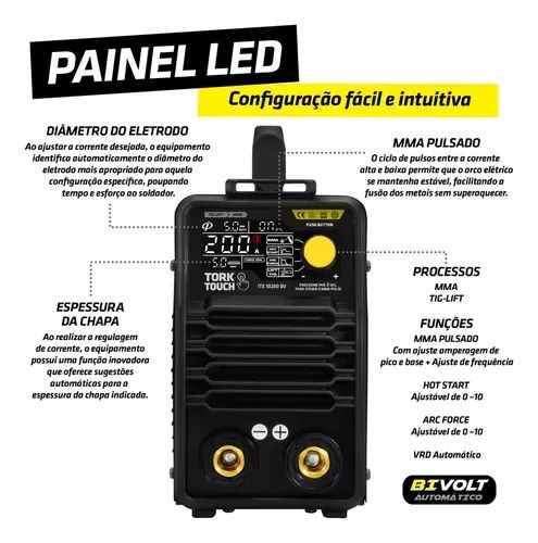 INVERSOR INDUSTRIAL 200 AMPERES TIG/ELETRODO 220V-Tork - Foto 2
