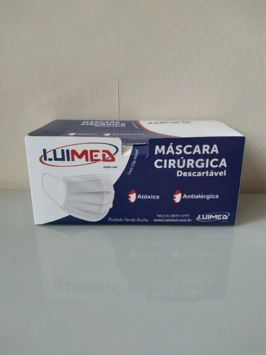 Máscara Cirúrgica Descartável LUIMED com clip nasal tripla 50 unidades