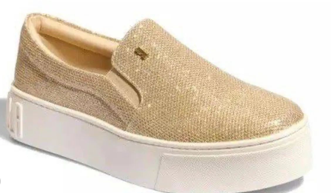 Glitter Santa Lolla Sapatenis Dourado Sapato Slip On Santa Lolla