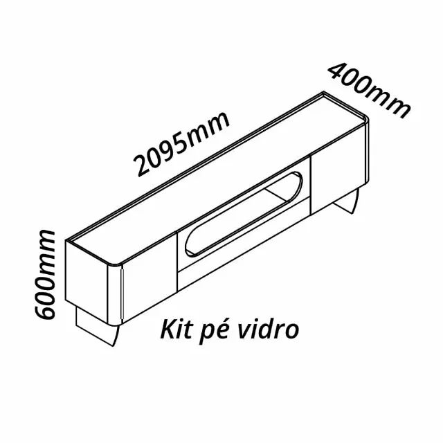 RACK 100% MDF COM LED E PÉS EM VIDRO 2 PORTAS 1 GAVETA  - Foto 4