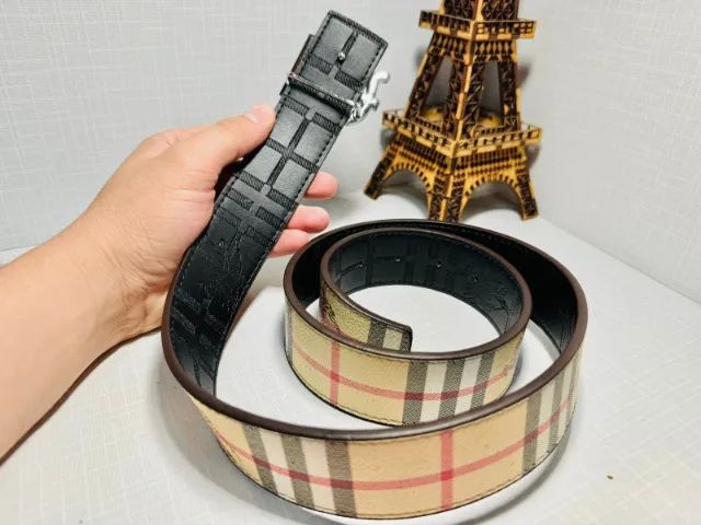 CINTO MASCULINO BURBERRY PREMIUM XADREZ BEGE VS PRETO DUPLAFACE