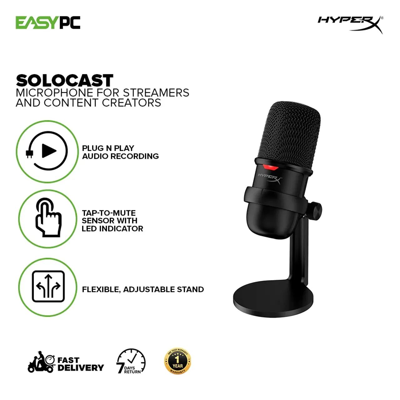 Microfone HyperX SoloCast USB Estado Impecavel Seminovo - Foto 3