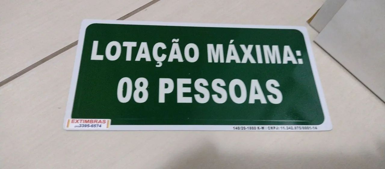 Placa de Sinalização Lotação Máxima 08 Pessoas - Foto 3