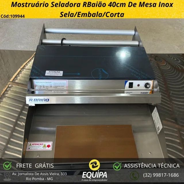 Seladora RBaião 40cm De Mesa Inox Sela/Embala/Corta Mostruário 