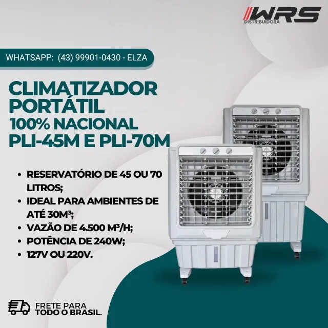 CLIMATIZADOR PORTÁTIL 45 E 70 LITROS