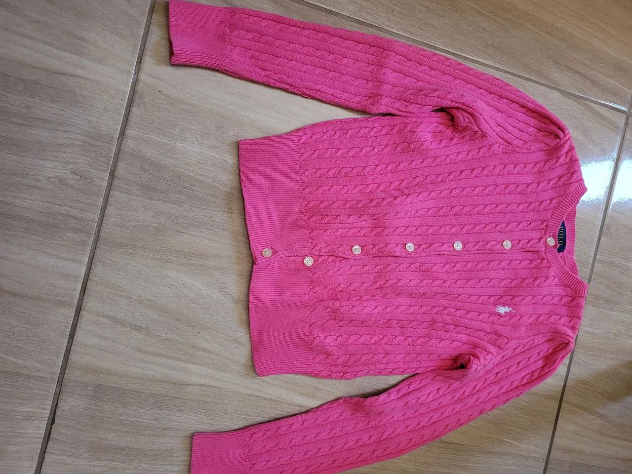 Cardigan de tricô rosa Polo Ralph Lauren ( p ) 6 anos