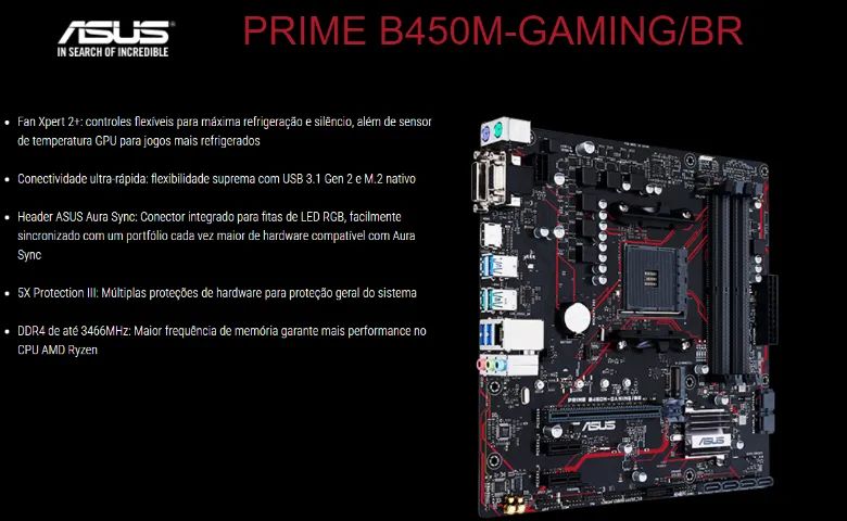 Placa Mãe Asus Prime B450M-Gaming/br DDR4 Socket AM4 Chipset AMD B450 - Foto 6