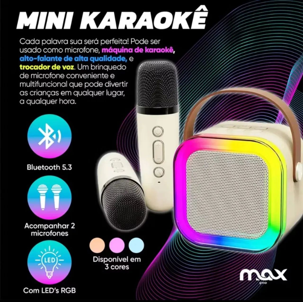 Caixa de Som Bluetooth com Karaokê - K12 / Microfone  - Foto 4