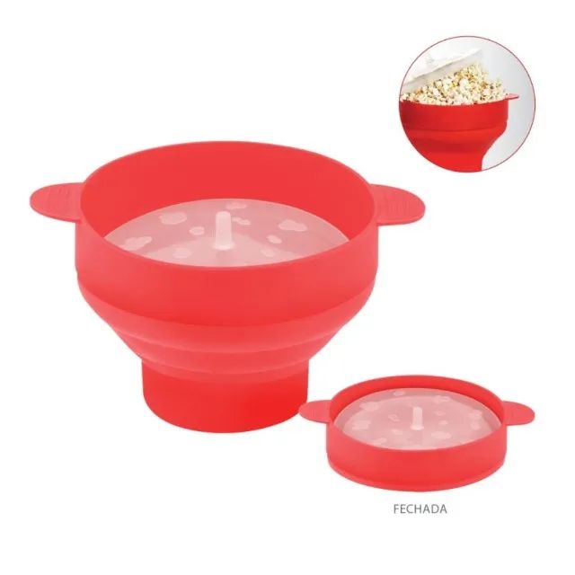 Balde Pipoca Pipoqueira Silicone Para Micro-ondas - Foto 4