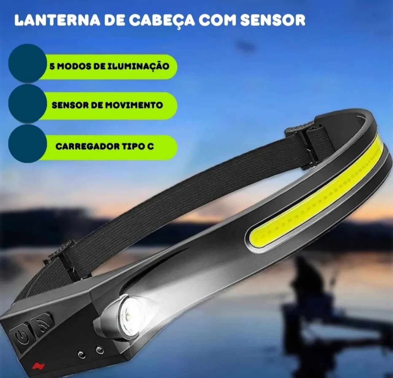 Lanterna de cabeça recarregável potente  - Foto 4