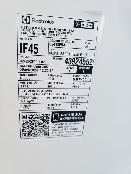 Oferta Geladeira Frost Free IF 45 Semi Nova Duplex Electrolux 110 Volts Entrego e Aceito C - Foto 6