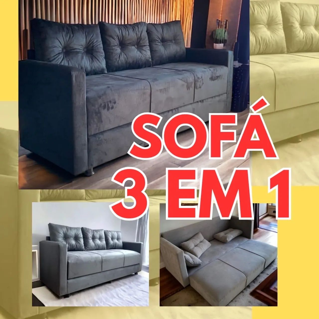 Sofá 3 lugares USE COMO CAMA TBM! Somos FABRICANTE  pague na entrega  - Foto 5