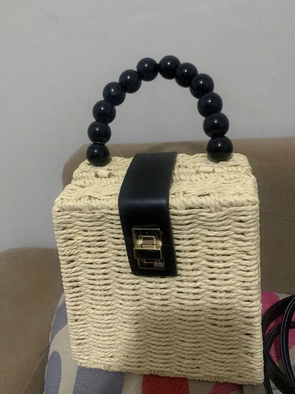 Bolsa Feminina Palha Quadrada na Tag
