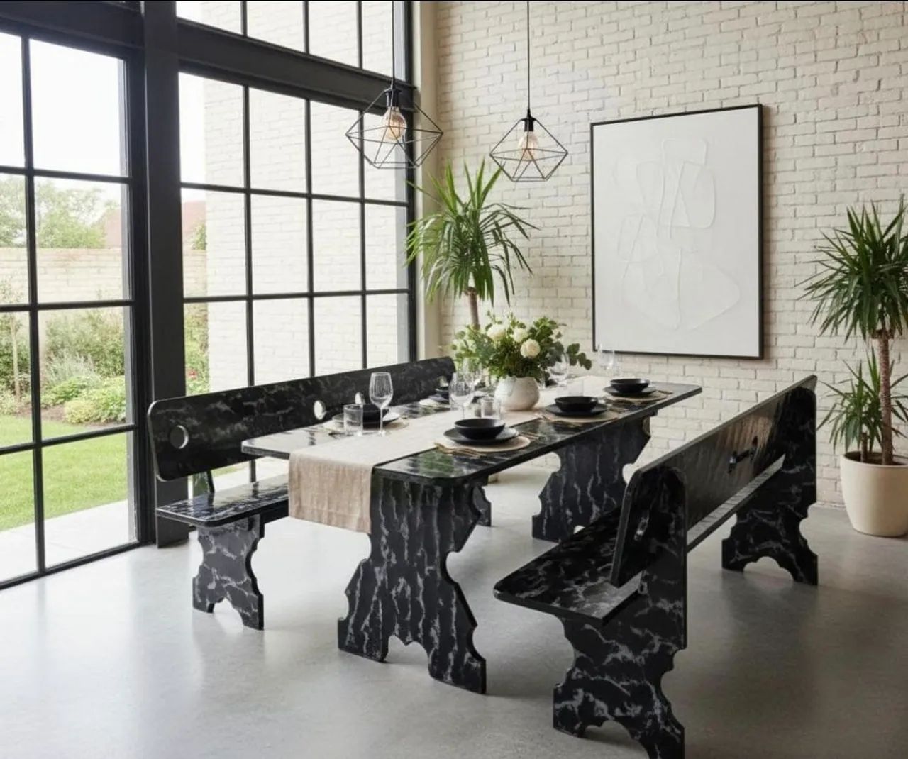 Mesa pedra de ardósia pintada 
