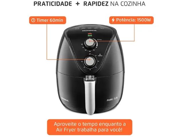 Air Fryer Mondial 3,5L - Nova, com Timer e Garantia! - Foto 2
