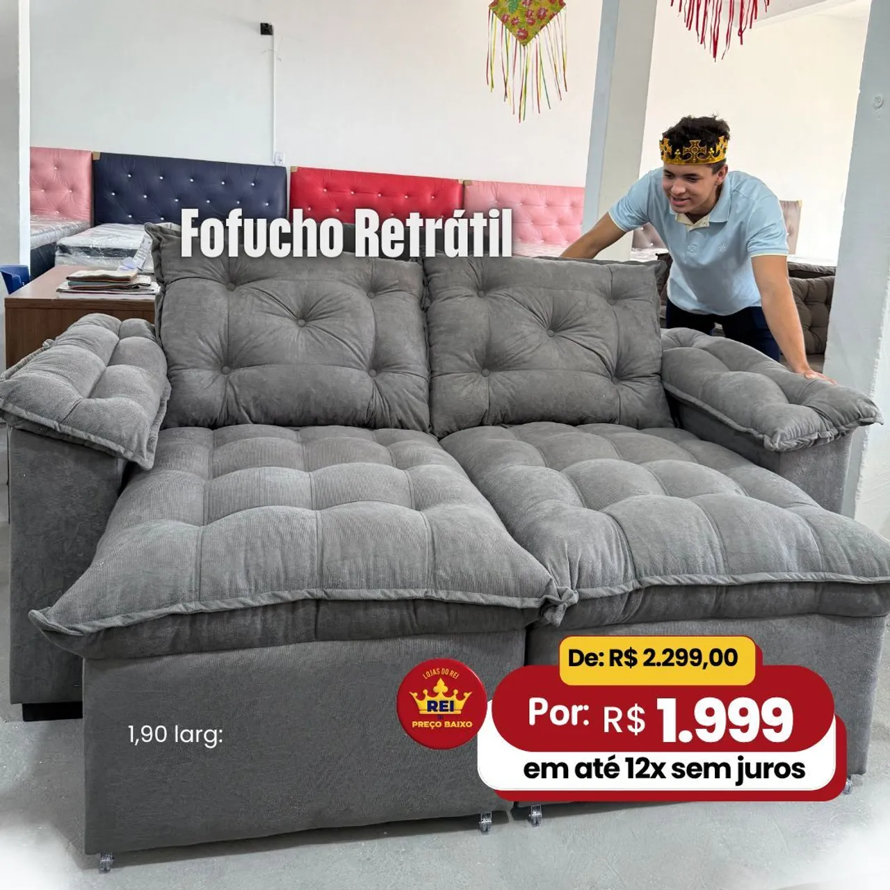 Sofá Fofucho Retrátil em até 12x sem Juros
