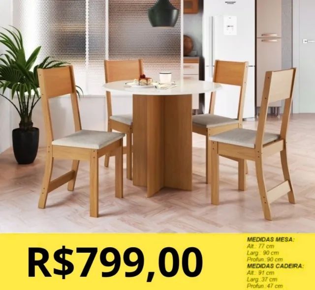 CONJUNTO DE MESA 4 CADEIRA A PRONTA-ENTREGA 