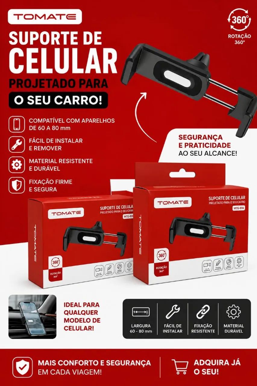 Dirija com mais praticidade e segurança: seu celular sempre no lugar certo com rotação!