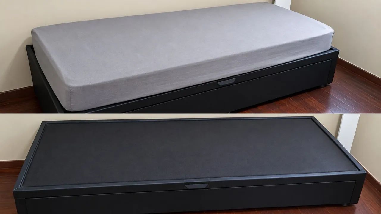 Vendo cama solteiro Baú com colchão orthobom! - Foto 2
