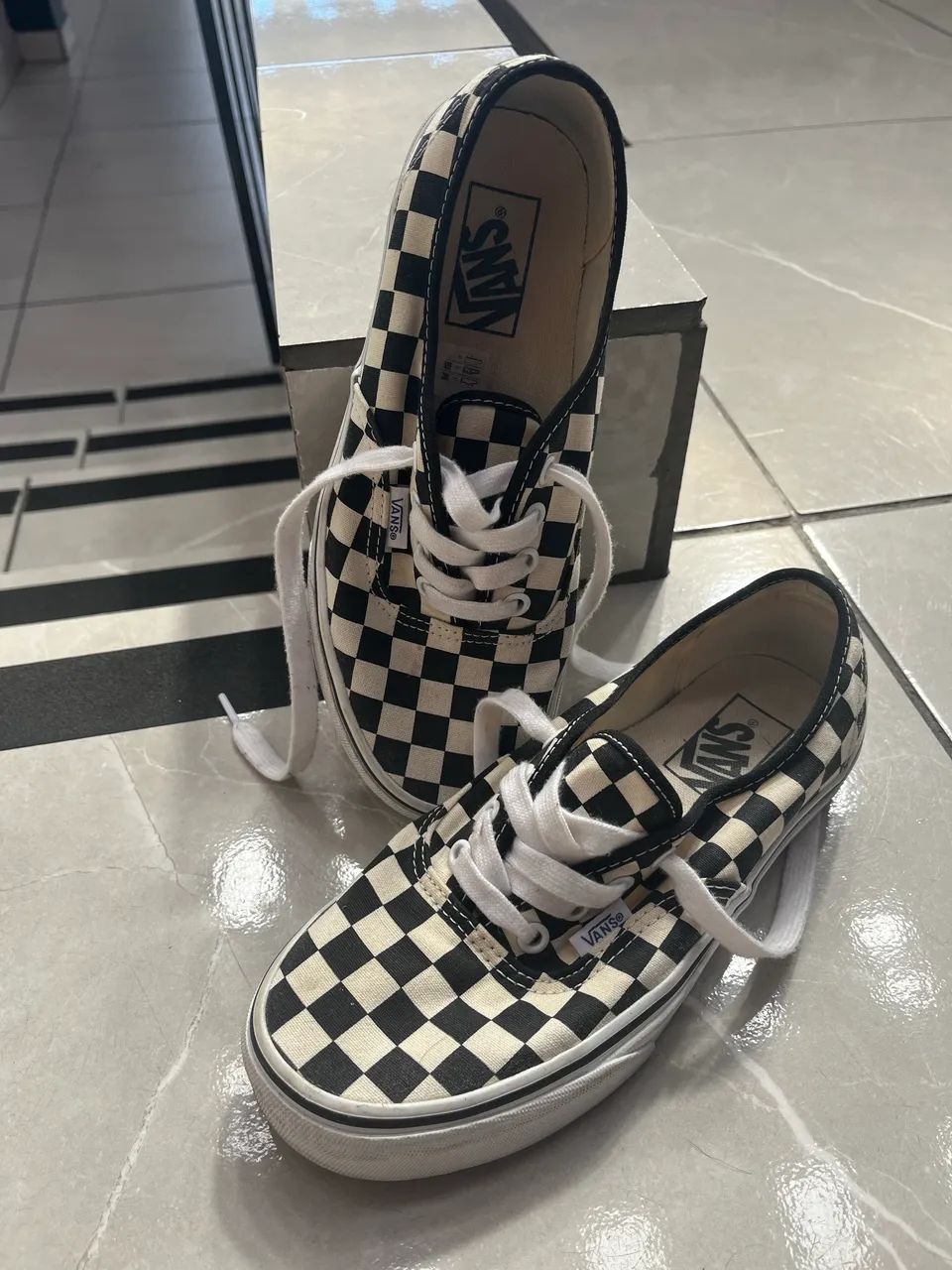 Tênis Vans Xadrez Checkerboard Black Off White