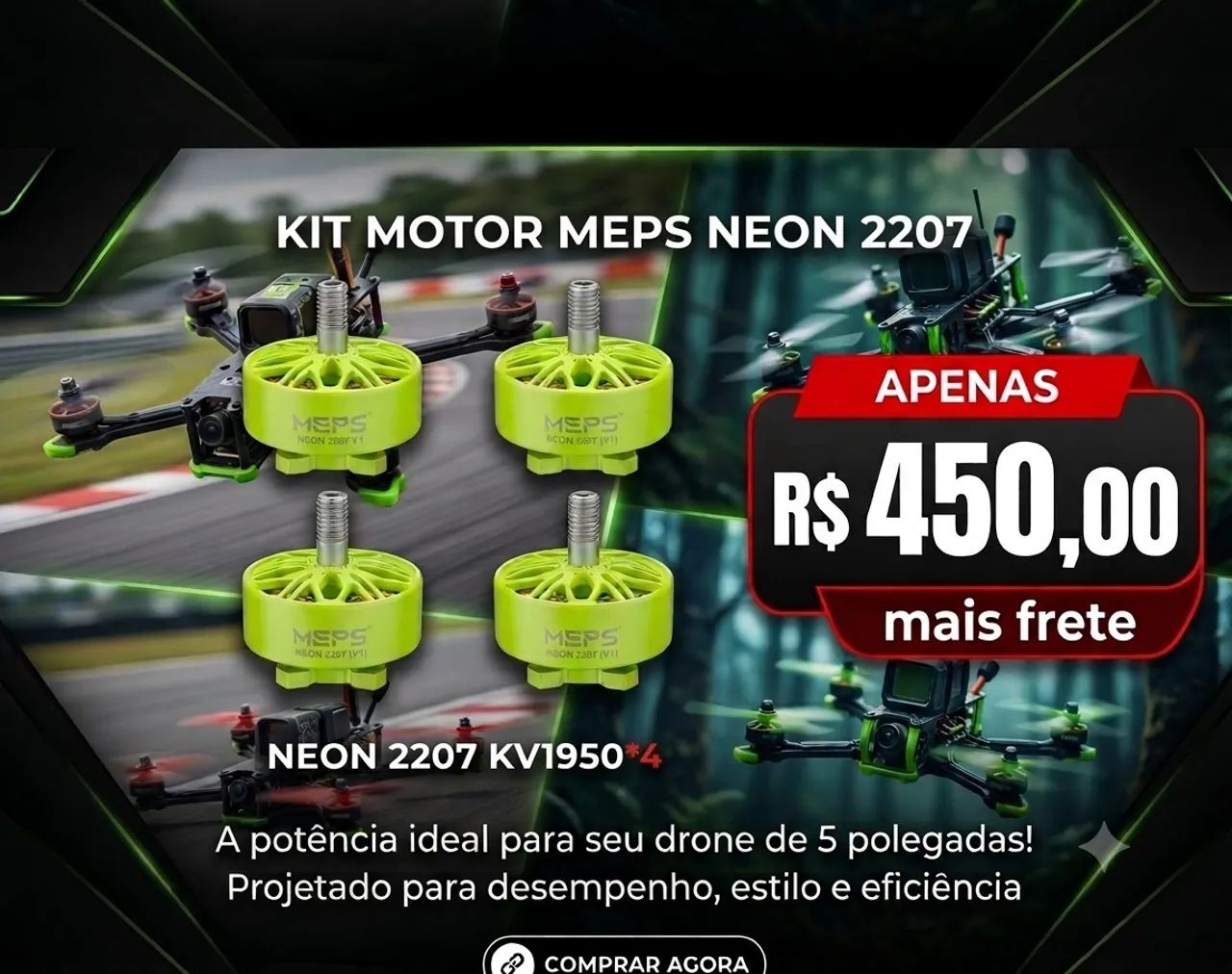 Kit 4 Motores Meps Neon 1950kv.