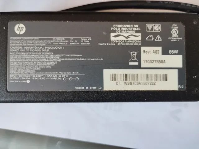 Vendo fonte de notebook hp original 18.5v 65w