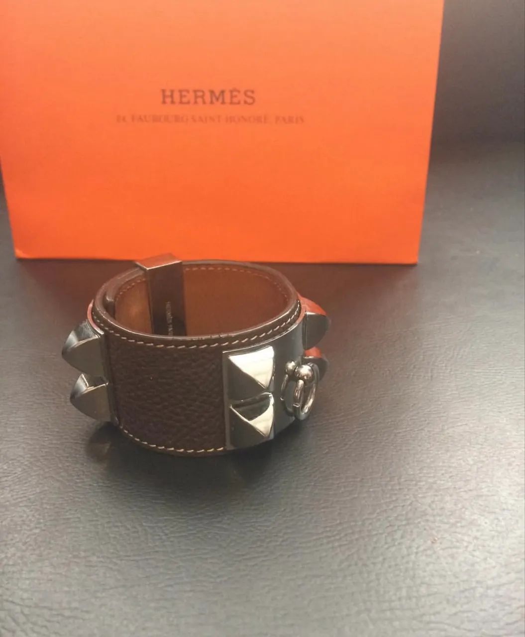 Bracelete Hermès Collier de Chien Marrom  - Foto 3