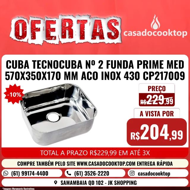 CUBA TECNOCUBA Nº 2 FUNDA PRIME MED 570X350X170 MM ACO INOX 430 CP217009