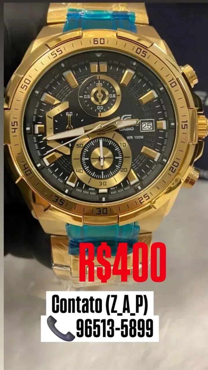 Relógio CASIO EDIFICE FUNCIONAL DOURADO FUNDO PRETO - Foto 3