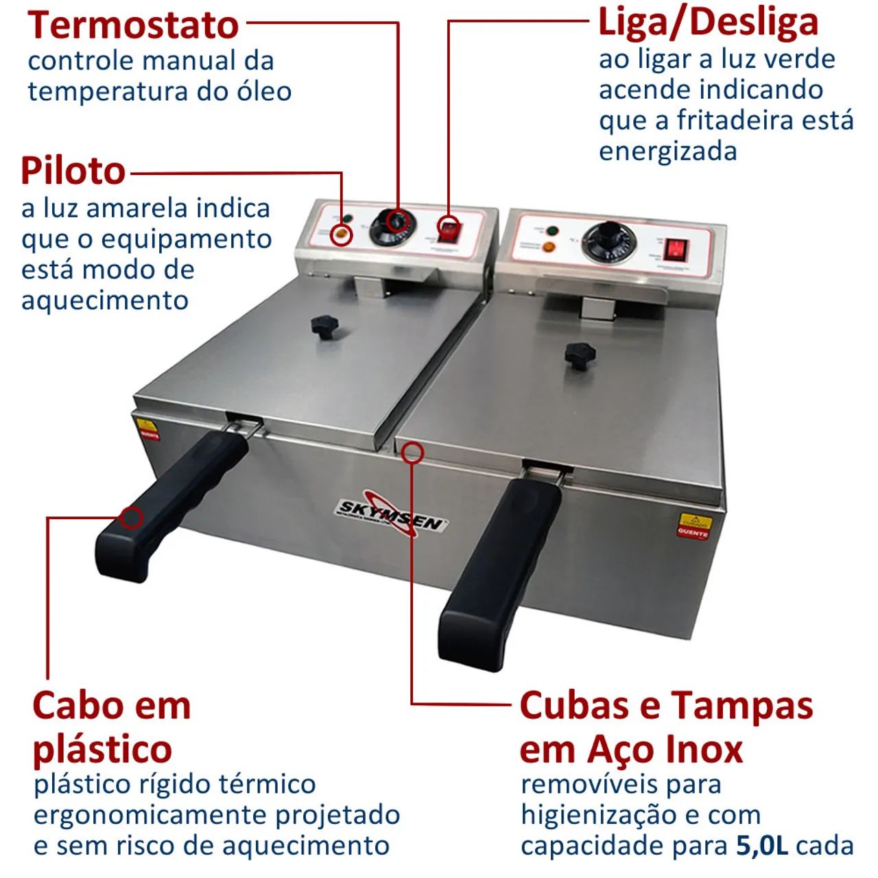 Fritadeira skymsen  duas cubas 6L