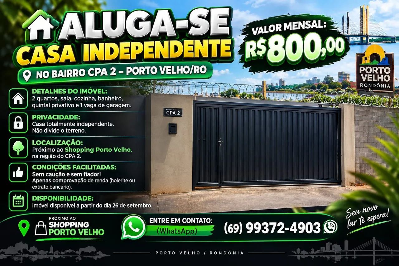 ALUGA-SE CASA INDEPENDENTE