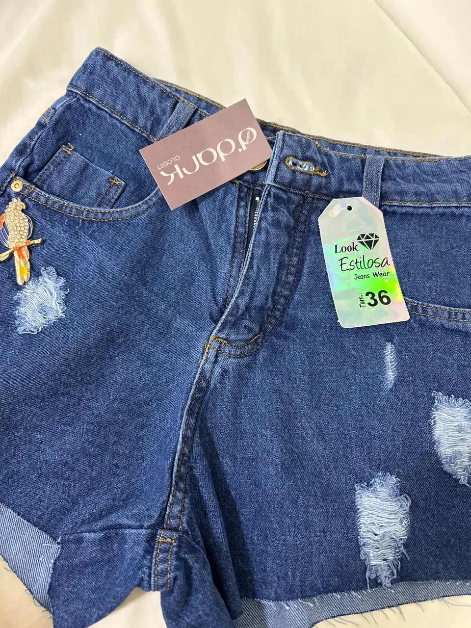 Short jeans escuro número 36