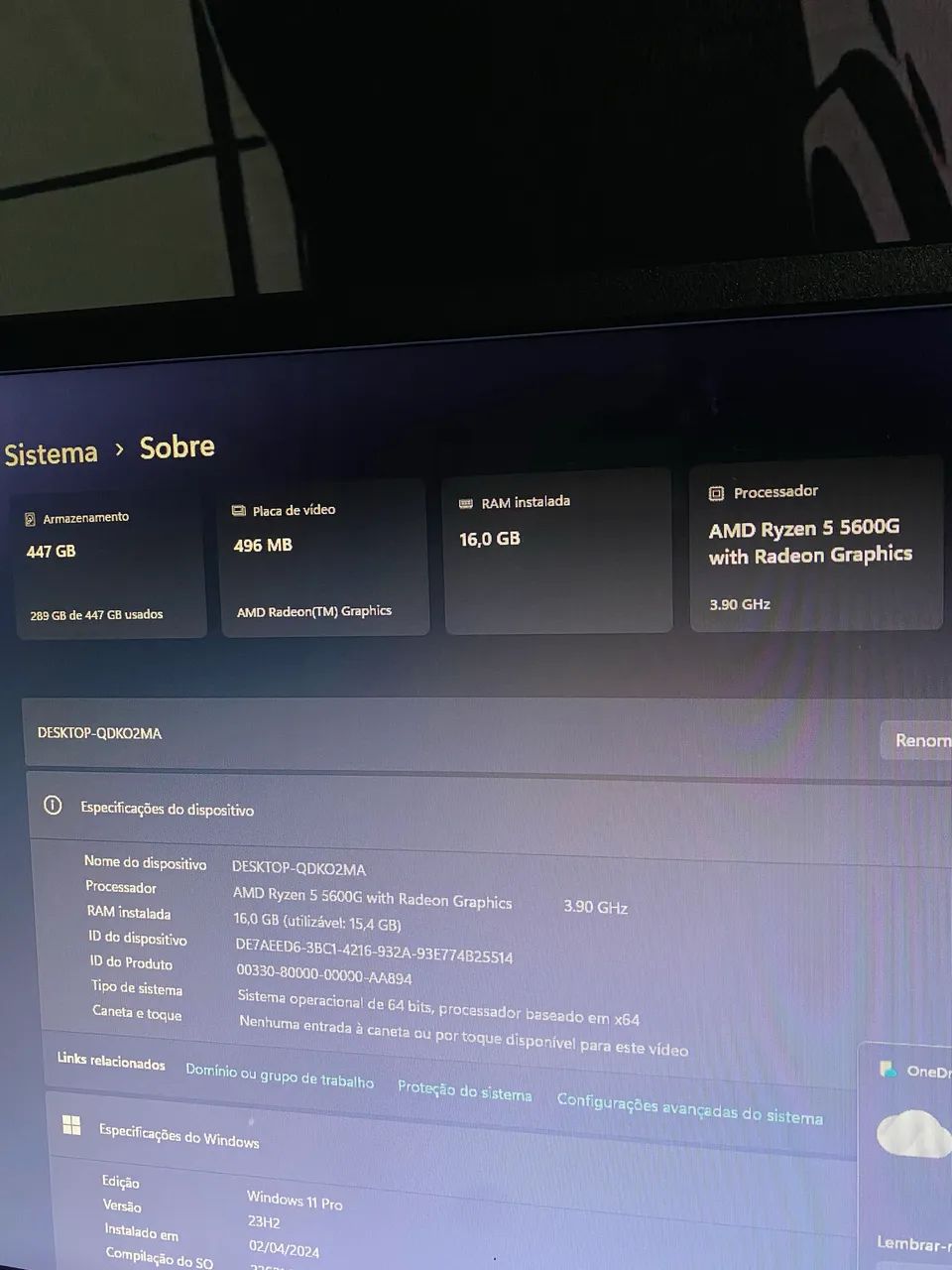 PC Gamer Completo AMD Ryzen 5 5600G + Monitor + Periféricos - Foto 3