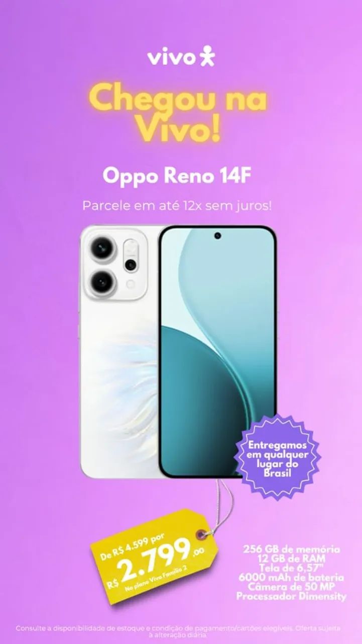 Celulares Reno 14 e Reno 14F - Foto 2
