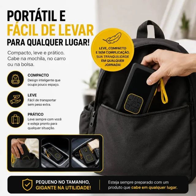 Bomba Compressor de Ar Portátil com Lanterna LED  - Foto 3