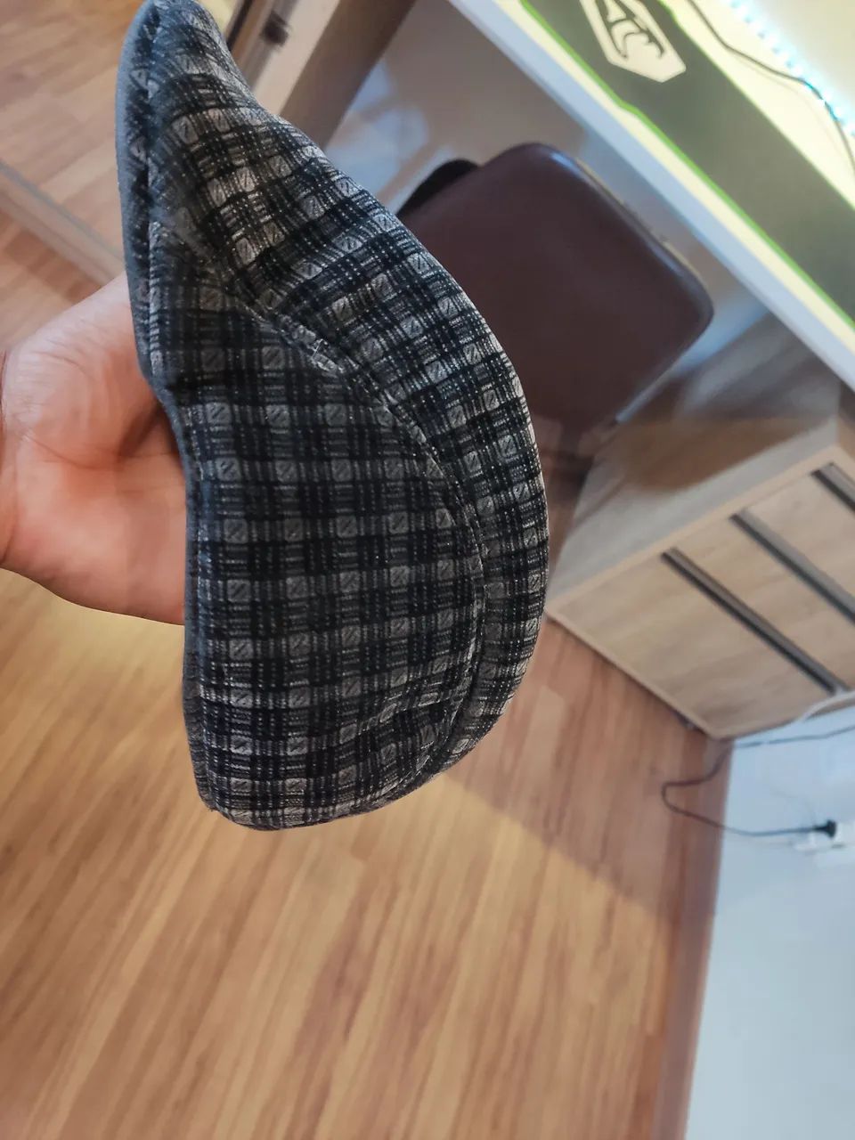 Boina Italiana xadrez cinza e preto. - Foto 3