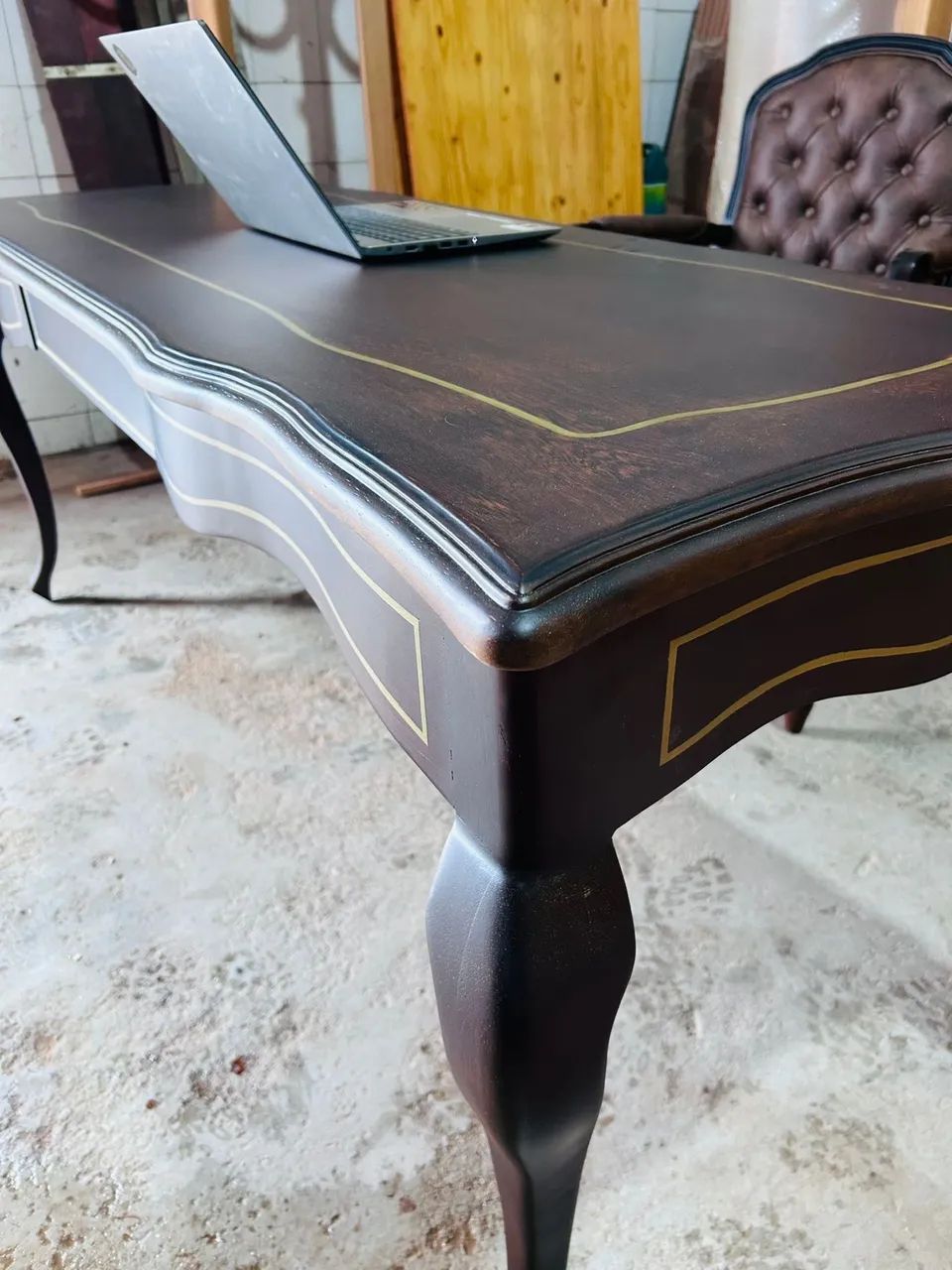 Mesa Escritório + Cadeira Luiz XV | Cedro Maciço | Artesanal - Foto 2