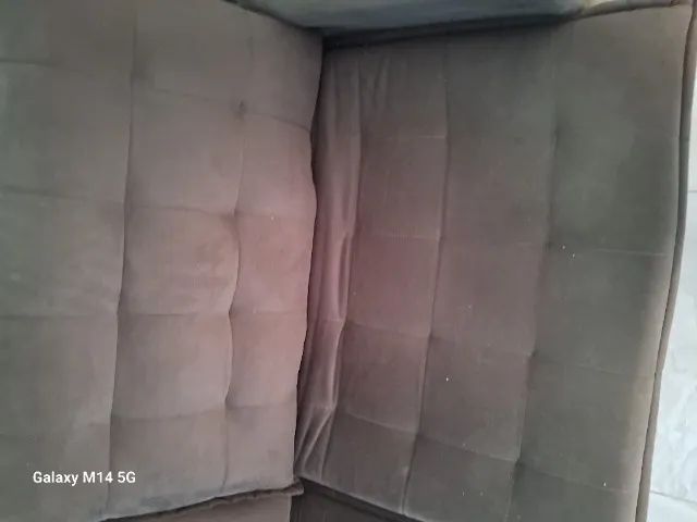 Sofá articulado, conservado, tecido  suede.